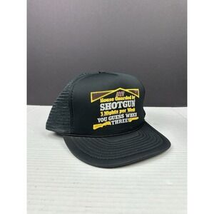 VTG Funny Hat Snapback Trucker Cap Mens House Guarded By Shotgun 3 Nights